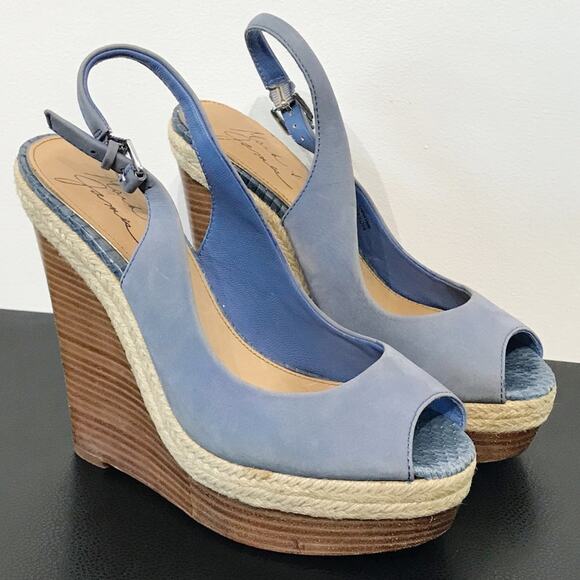 Mark James by Badgley Mischka Magnolia Wedge Platform Sandal Heels Suede Leather - Picture 4 of 16